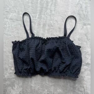 Kids Abercrombie Navy Textured Crop Top